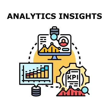 Analytics insights system processing business data metrics Illustrazione stock