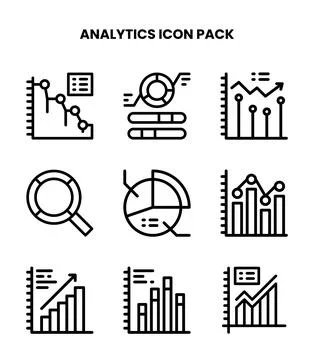Analytics Line Bundle Icons Pack Stock Illustration