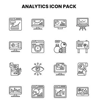Analytics Line Collection Icons Pack Stockillustratie