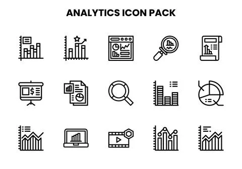 Analytics Line Collection Icons Pack Stock Illustration