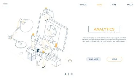 Analytics - line design style isometric web banner Illustrazione stock