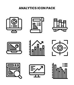 Analytics Line Graphics Icons Pack Stock Illustration