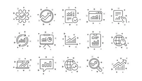 Analytics line icons. Reports, Charts and Graphs. Linear icon set. Vector イラスト素材