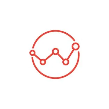 Analytics Line Red Icon On White Background. Red Flat Style Vector Illustration 스톡 일러스트