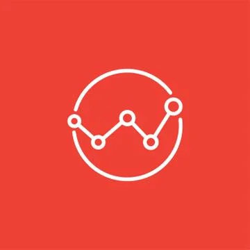 Analytics Line Red Icon On White Background. Red Flat Style Vector Illustrati Illustrazione stock