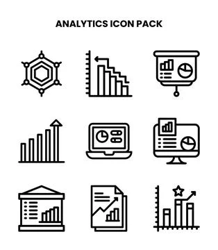 Analytics Line Set Icons Pack Stock Illustration