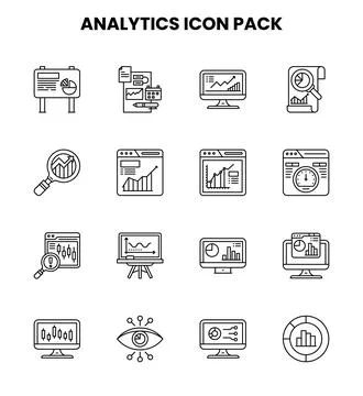 Analytics Line UI Icons Pack Stock Illustration