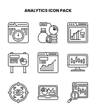 Analytics Line UI Icons Pack Illustrazione stock