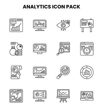 Analytics Line UI Icons Pack Stock Illustration