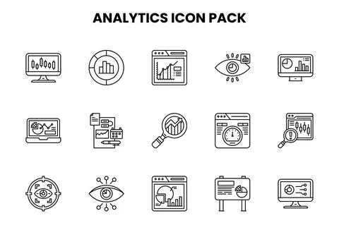 Analytics Line Vector Icons Pack Stockillustratie