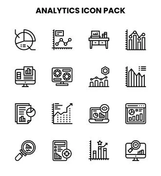 Analytics Line Vector Icons Pack Stock Illustration