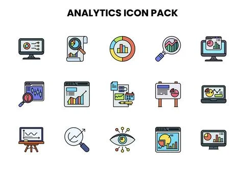 Analytics Lineal Color Bundle Icons Pack Stock Illustration