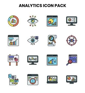 Analytics Lineal Color Graphics Icons Pack Stock Illustration