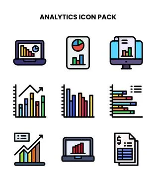 Analytics Lineal Color Icons Pack Stockillustratie