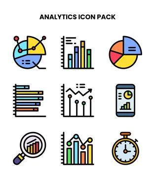 Analytics Lineal Color Icons Pack Stock Illustration