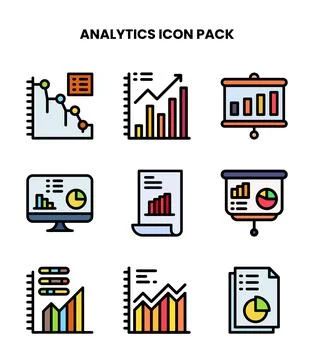 Analytics Lineal Color Vector Icons Pack イラスト素材