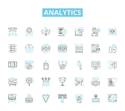 Analytics linear icons set. Data, Metrics, Insights, Analysis, Dashboard Stock Illustration