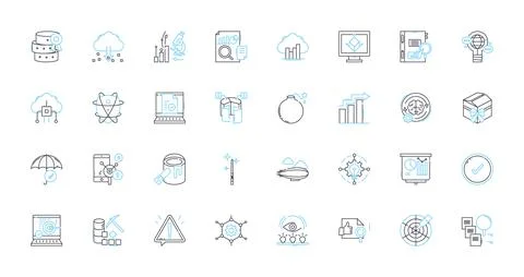 Analytics linear icons set. Insights, Data, Statistics, Metrics, Analysis 스톡 일러스트