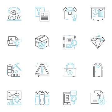 Analytics linear icons set. Insights, Data, Statistics, Metrics, Analysis Stock Illustration