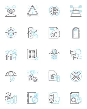 Analytics linear icons set. Insights, Data, Statistics, Metrics, Analysis 스톡 일러스트
