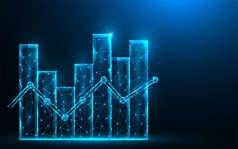  Analytics low poly design. Statistical data analysis, profit diagram poly... Foto stock