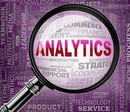 Analytics Magnifier Indicates Checking Data 3d Rendering Stock Illustration