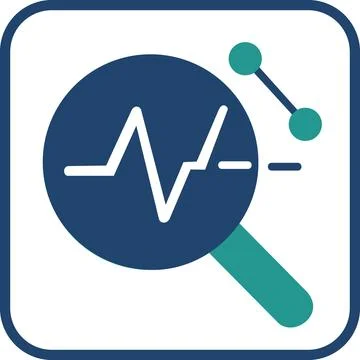 Analytics magnifying glass graph search icon Stockillustratie