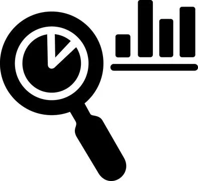 Analytics magnifying glass pie chart icon Stock Illustration