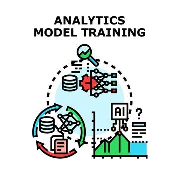 Analytics model training business process concept Illustrazione stock