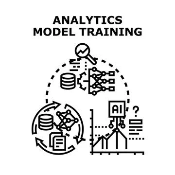 Analytics model training business process concept Stock Illustration