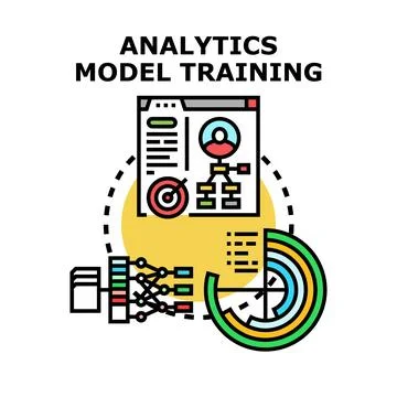 Analytics model training compiling data and algorithms Stock Illustration