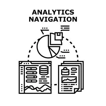 Analytics navigation concept providing data analysis and reporting Stock Illustration
