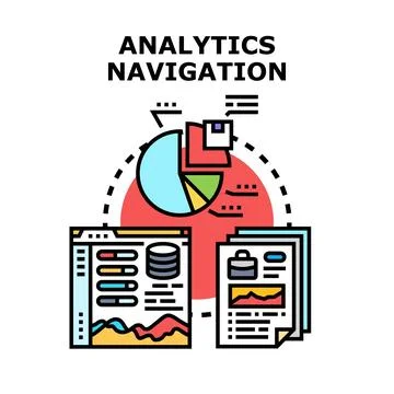 Analytics navigation concept providing data analysis and reporting Stock Illustration