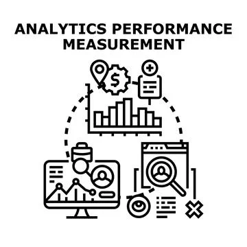 Analytics performance measurement analyzing business data Stock Illustration
