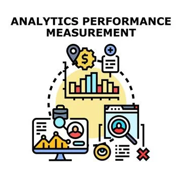 Analytics performance measurement analyzing business data Stock Illustration