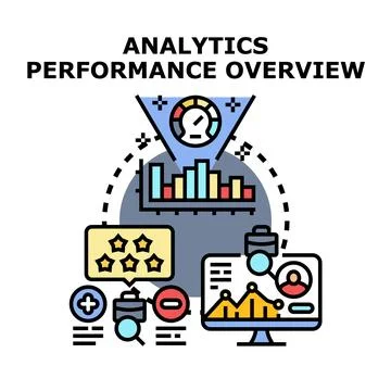 Analytics performance overview assessing business data and strategy Illustrazione stock