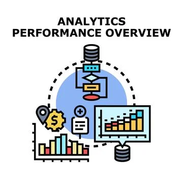Analytics performance overview assessing business data analysis Stock Illustration