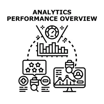 Analytics performance overview assessing business data and strategy Stock Illustration