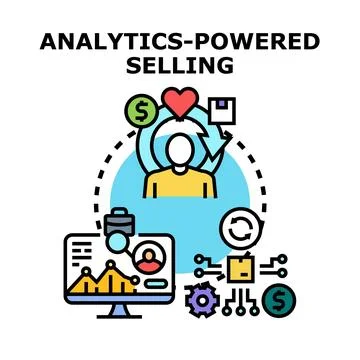 Analytics powered selling concept with data and customer engagement イラスト素材