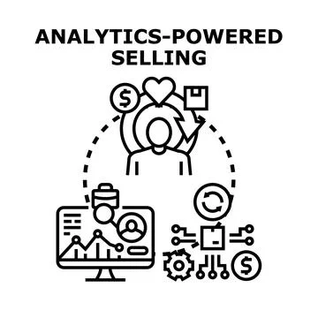 Analytics powered selling concept with data and customer engagement Stock Illustration