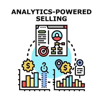 Analytics powered selling strategy and business performance Stock Illustration