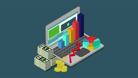 Analytics of the profit from the placement of media content animated concept. Видео 89750323