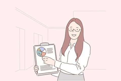 Analytics, progress indicator, conference planning concept. Stock Illustration