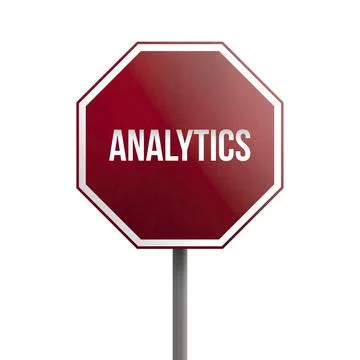 Analytics, red sign isolated on white background Stock Illustration