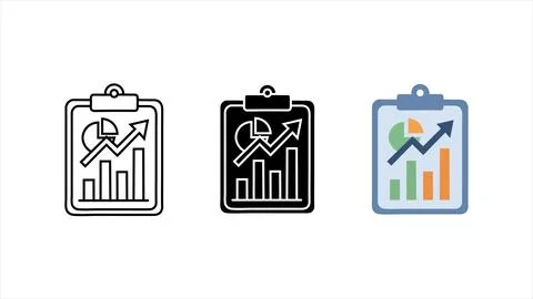 Analytics report data icon set Stock Illustration