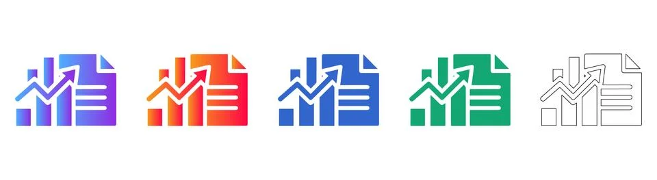 Analytics Report Document Icons Stock Illustration