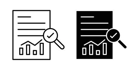 Analytics report icon collection in black, Line icons, flat symbols イラスト素材