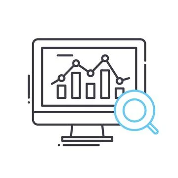 Analytics research line icon, outline symbol, vector illustration, concept sign 스톡 일러스트