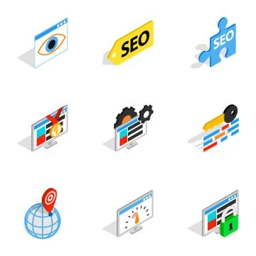 Analytics search information icons Stock Illustration