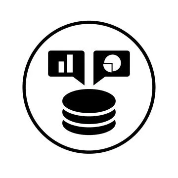 Analytics, server, big data icon. Black vector graphics. Stock Illustration